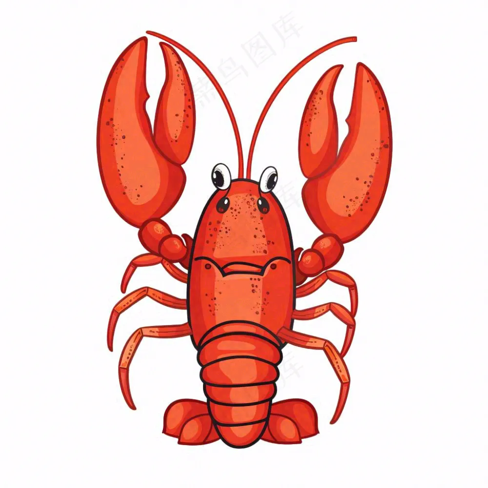 大龙虾海洋海鲜卡通插画免抠