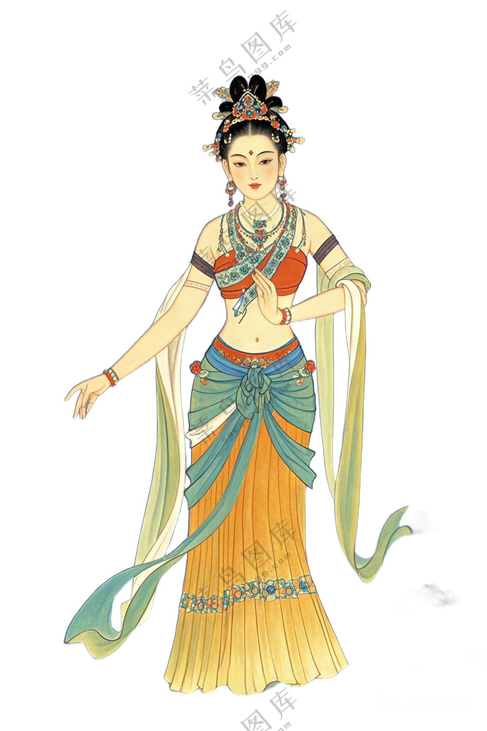 免抠工笔画中国风飞天仙女人物