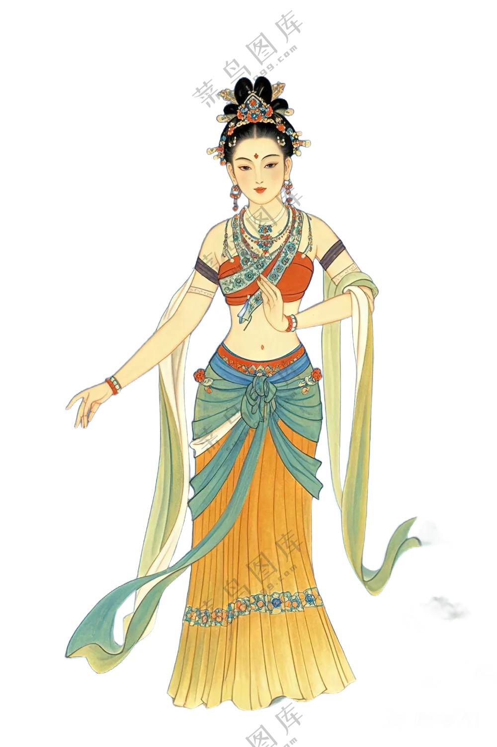 免抠工笔画中国风飞天仙女人物
