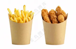 薯条鸡米花食物摄影图免抠