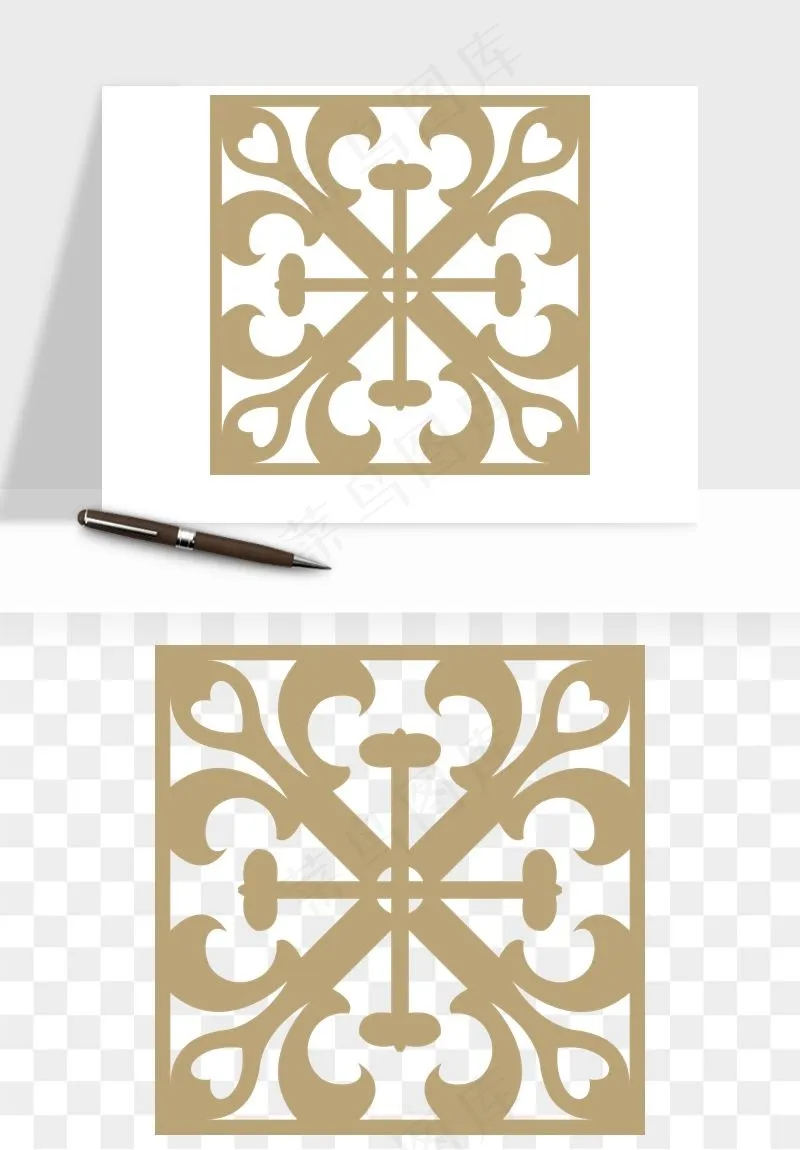 中式镂空古典图案png免抠