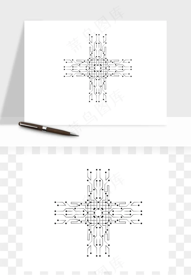 科技几何点线数字装饰png免抠