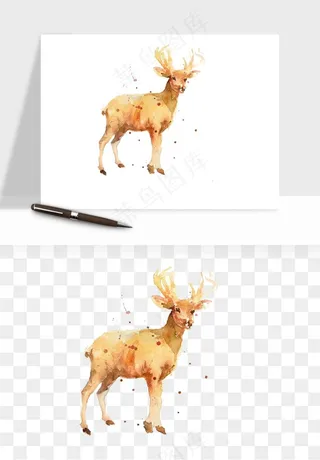 手绘梅花鹿小鹿麋鹿png免抠