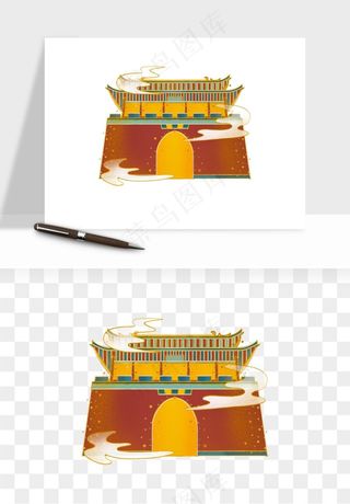 国潮风古建筑古楼古塔鼓楼psd,png免抠图