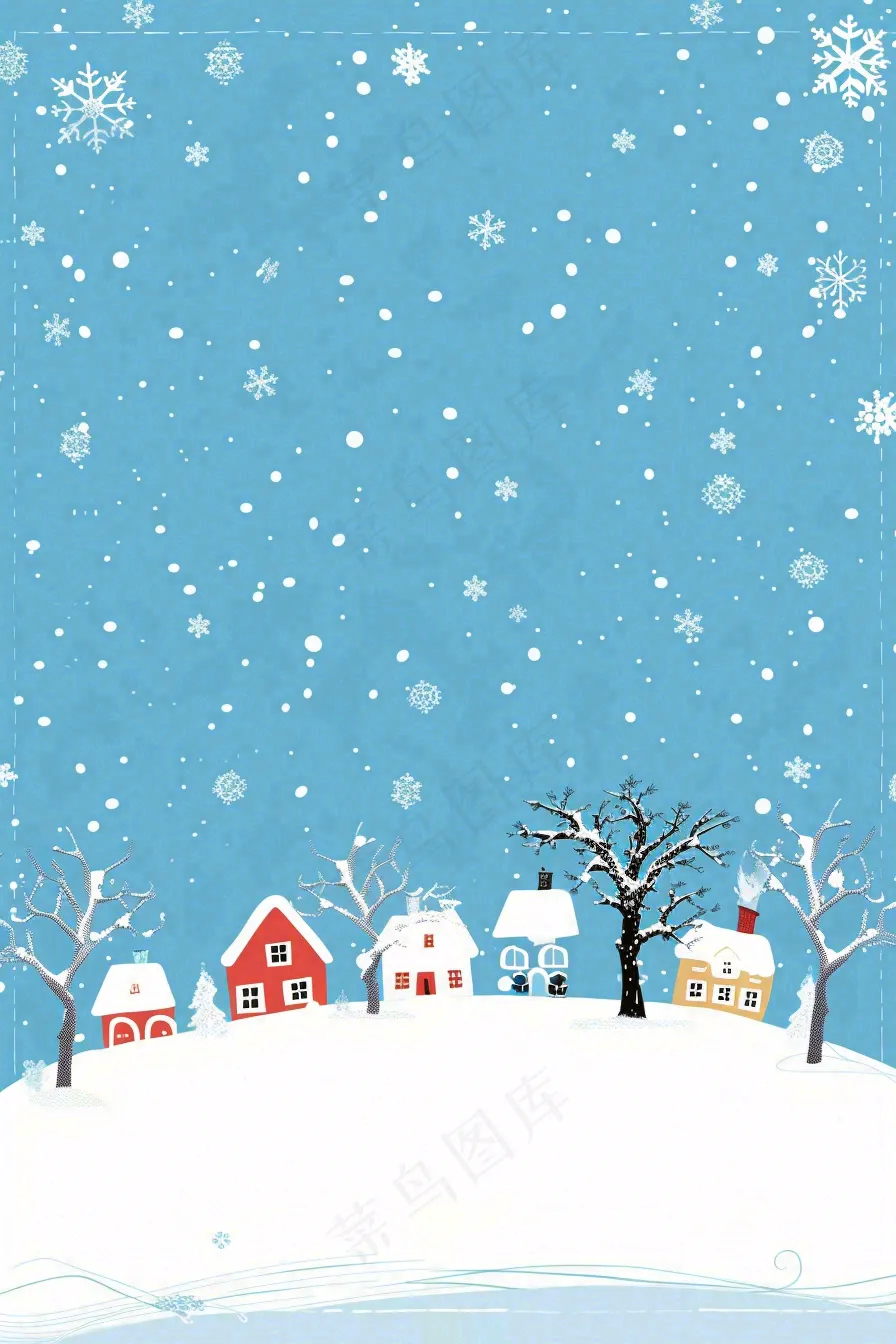 冬天白雪覆盖寒冷唯美雪景小寒插画背景