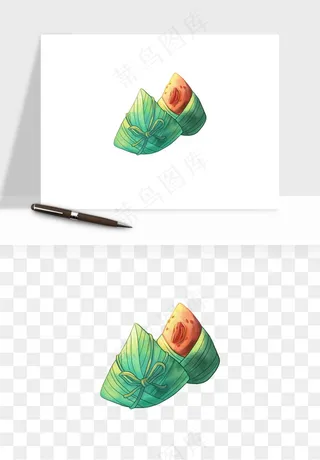 国潮粽子手绘肉粽png免抠