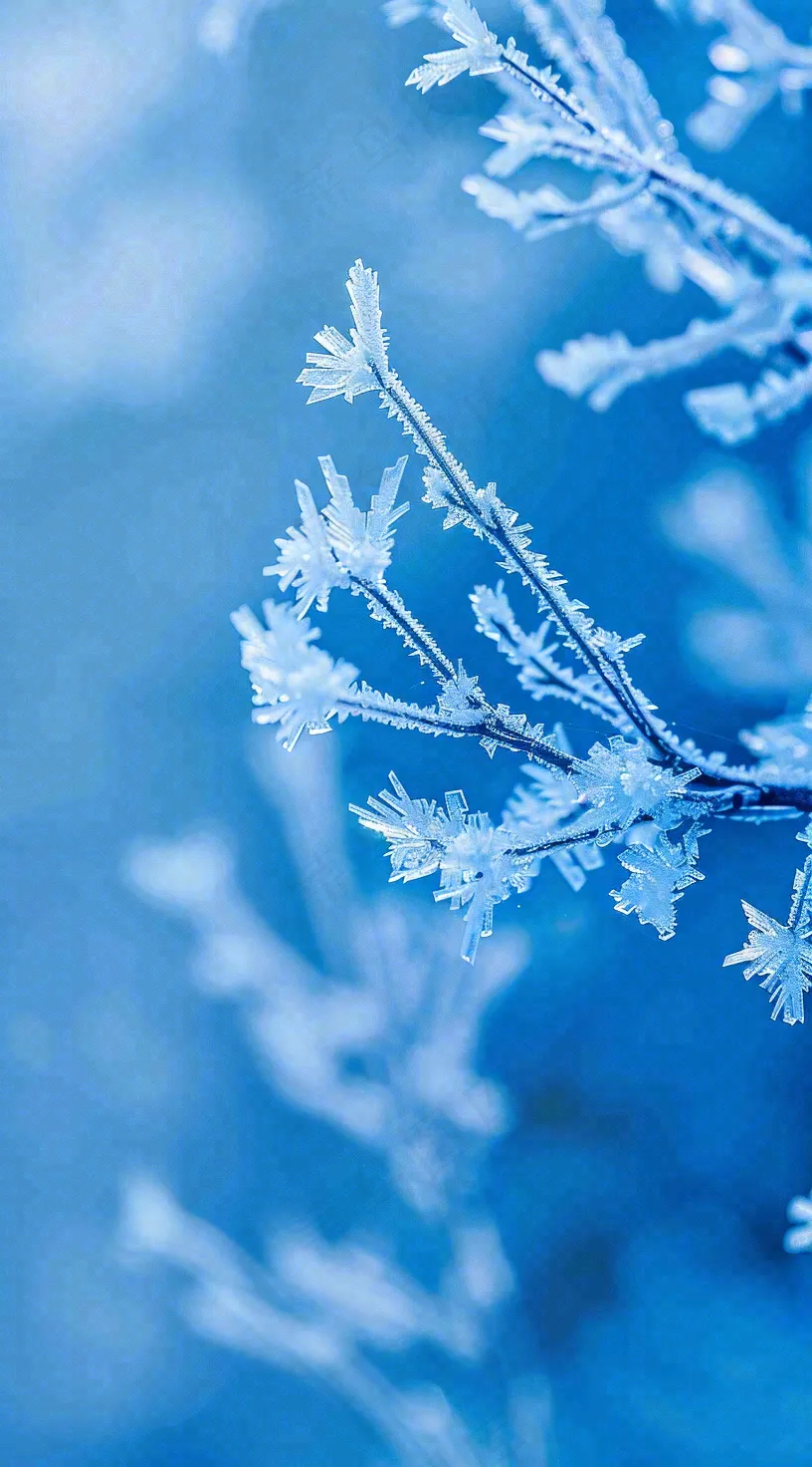 冬天寒冷白雪结冰小寒摄影图