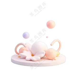 粉色的波浪与球体