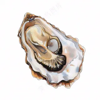 生蚝海鲜海洋卡通插画免抠