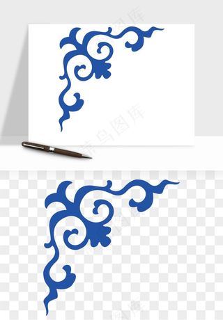 青花瓷花纹花卉图案png免抠