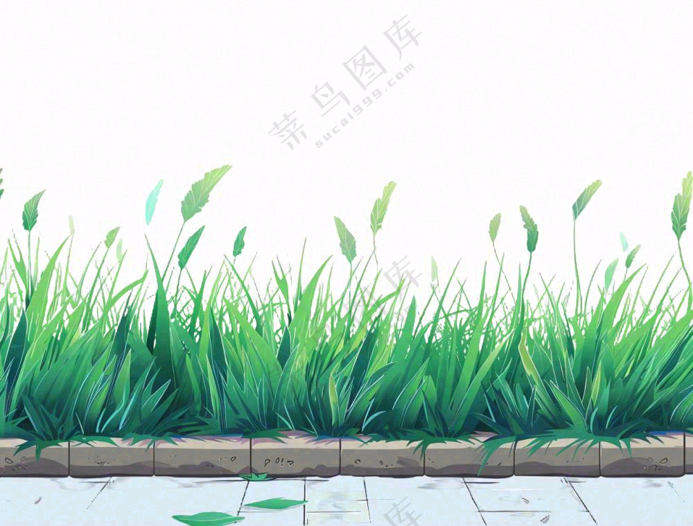 草坪草堆杂草植物免抠