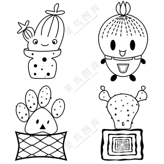 植物免抠 表情 多肉 仙人掌