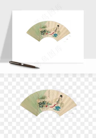 古风扇子元素png免抠