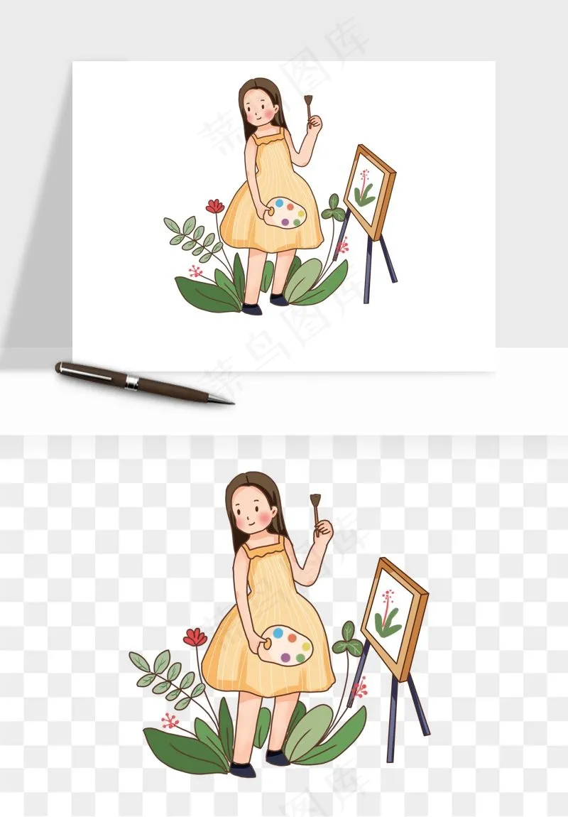 手绘画画少儿兴趣班png免抠