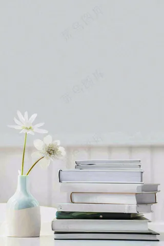 文静花瓶装饰书本阅读知识世界读书日摄影图