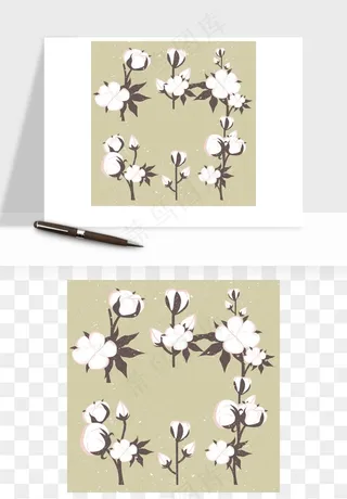 手绘棉花矢量png免抠