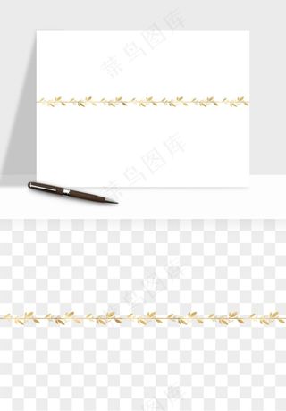 金色植物花环边框png免抠