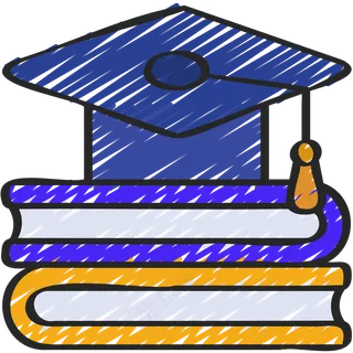 博士帽&一堆书 铅笔手绘图标icon