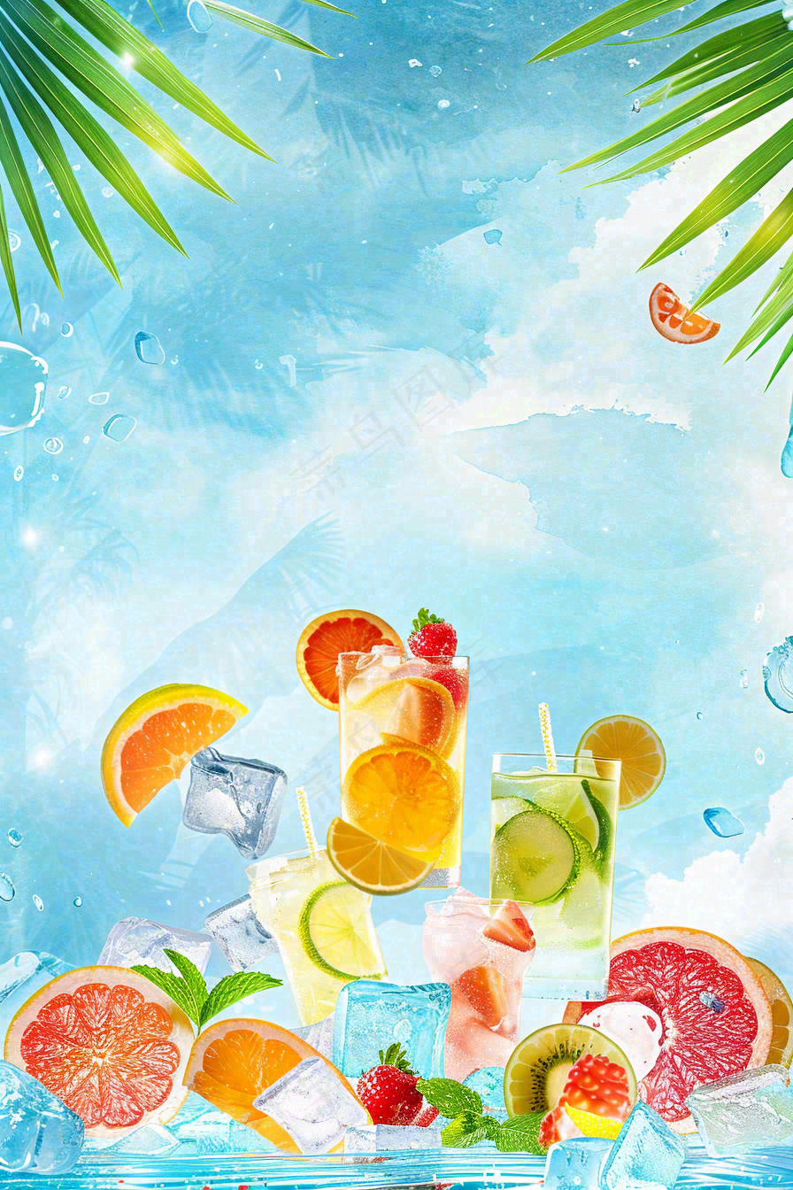 夏日饮品饮料清凉背景