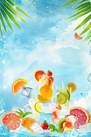 夏日饮品饮料清凉背景