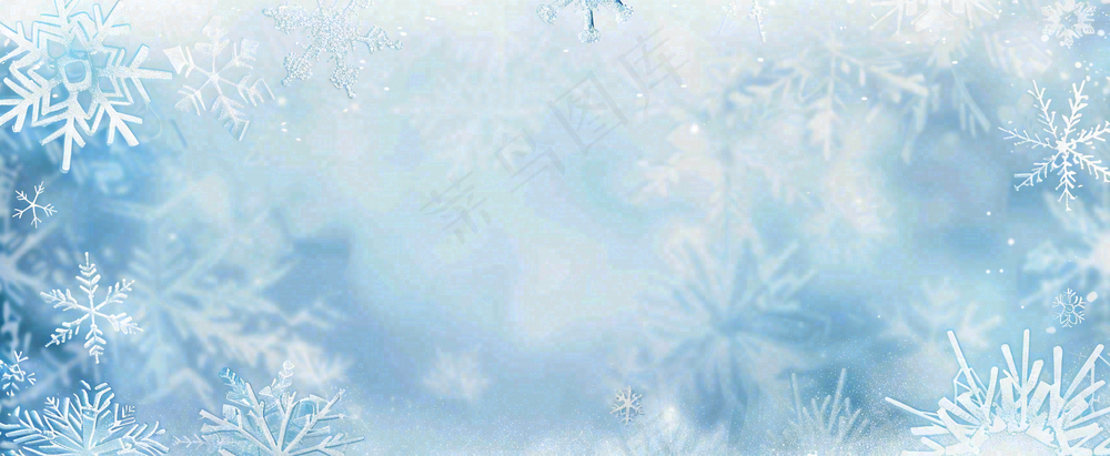 冬天雪花雪白蓝色寒冷小寒大寒摄影图