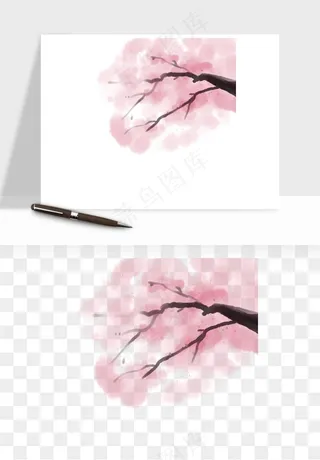 手绘浪漫花树桃花树png免抠
