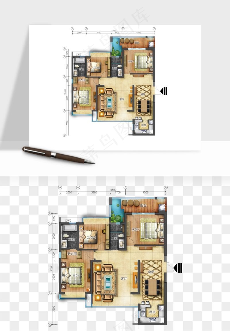 楼盘户型建筑图png免抠