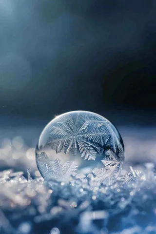 冬天结霜结冰的雪花霜降立冬摄影图