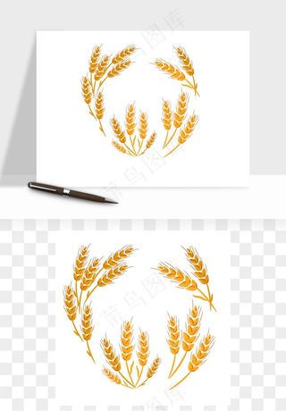 手绘麦穗稻穗麦秆矢量png免抠