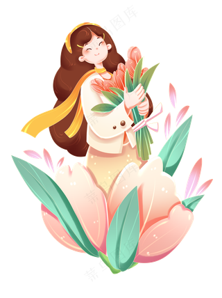 女神节扁平风多色彩潮酷自信女性PSD元素