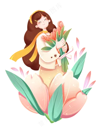 女神节扁平风多色彩潮酷自信女性PSD元素