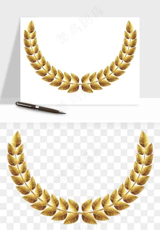 边框橄榄桂枝麦穗奖章png免抠
