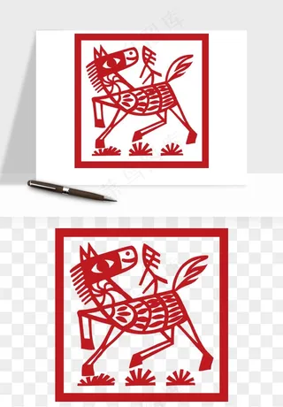 十二生肖剪纸中式纹样图案png免抠