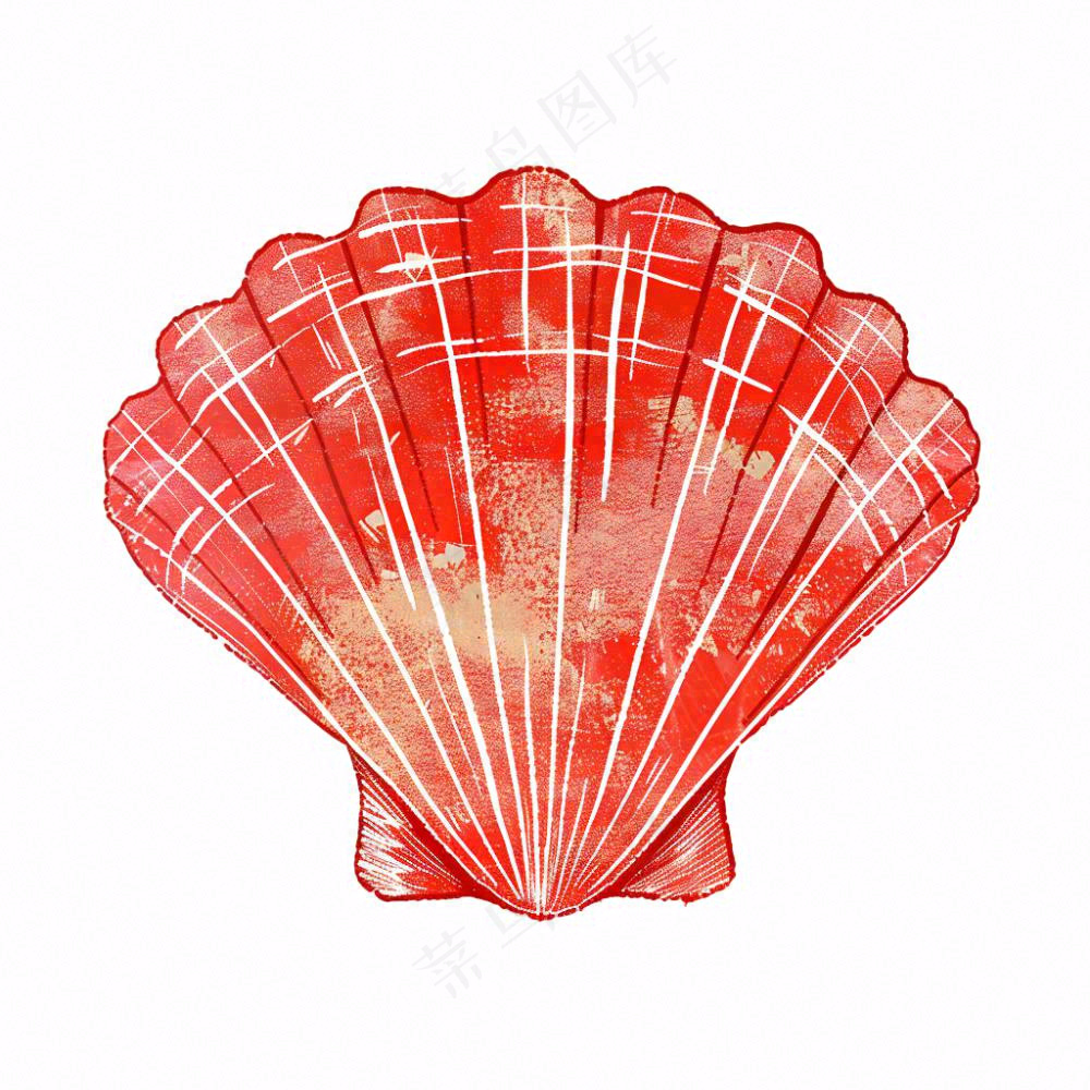 海洋扇贝贝壳卡通插画免抠