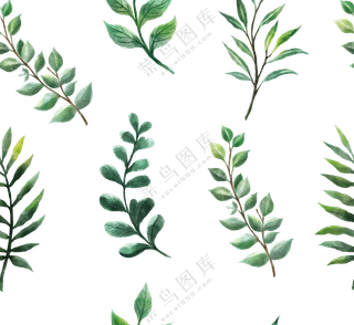 水彩效果植物绿色叶子免抠图片素材