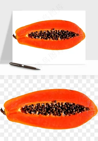 木瓜水果png免抠