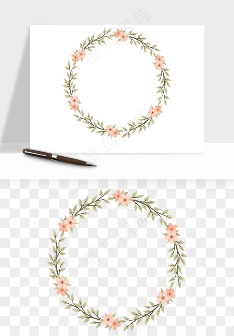 手绘花环边框浪漫png免抠