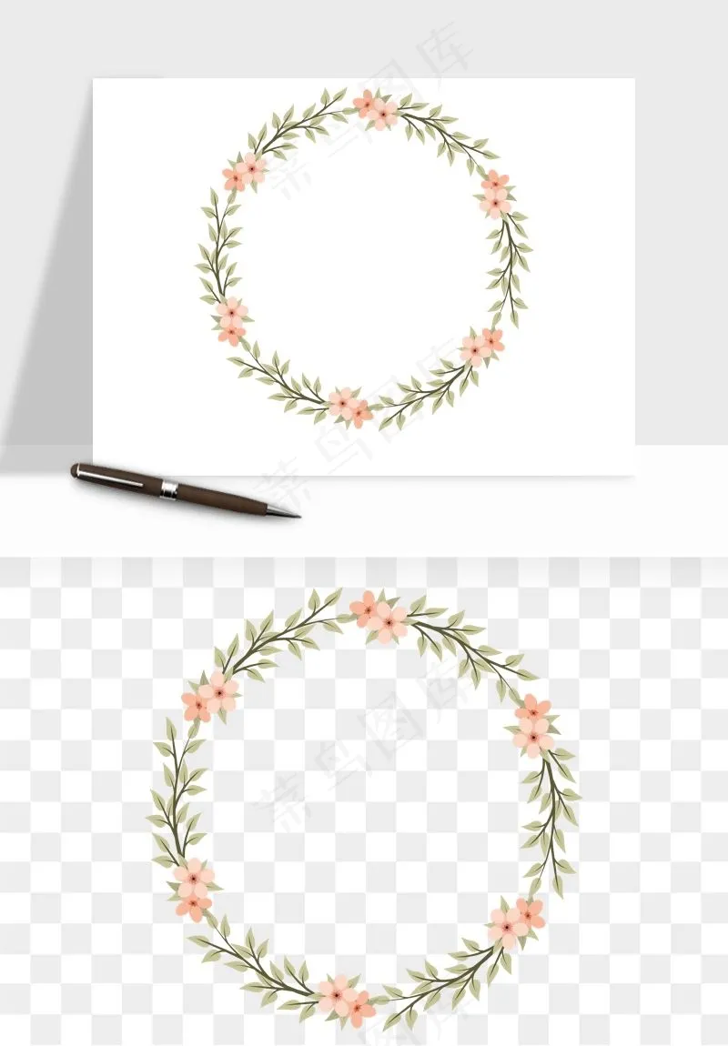 手绘花环边框浪漫png免抠