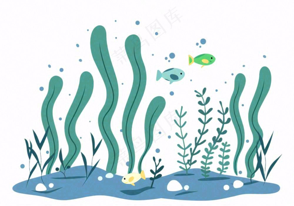 海洋海藻珊瑚植物卡通插画免抠