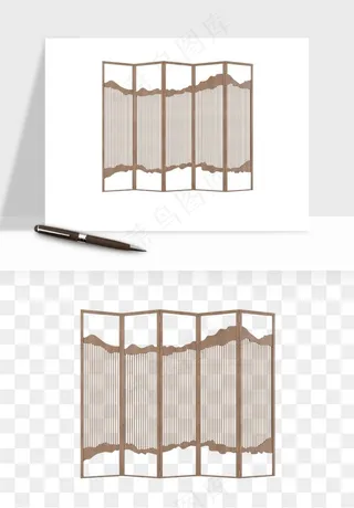屏风国风元素png免抠