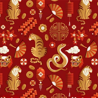 蛇年鞭炮云纹海报