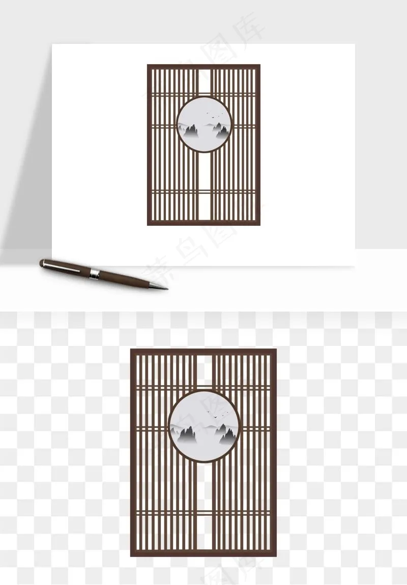 屏风国风元素png免抠