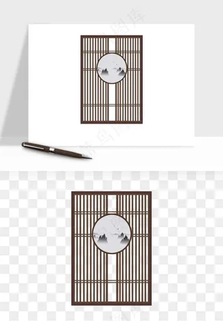 屏风国风元素png免抠