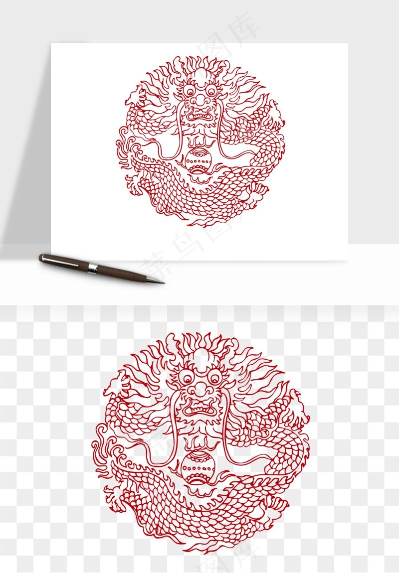 传统窗花剪纸图案png免抠