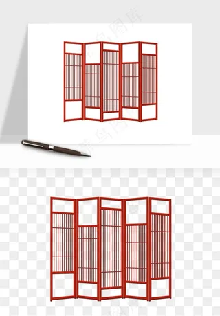 屏风国风元素png免抠