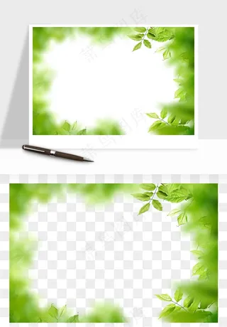 绿叶虚化前景树枝png免抠