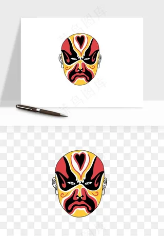 手绘戏剧脸谱卡通面具png免抠