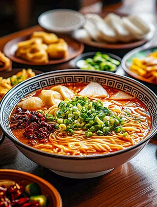 红烧面香辣小面美食摄影图