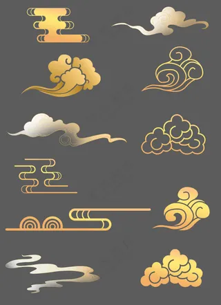 金色祥云新中式国潮图案元素大合集