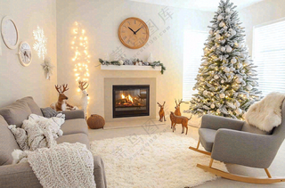 圣诞节室内装饰节日氛围摄影图